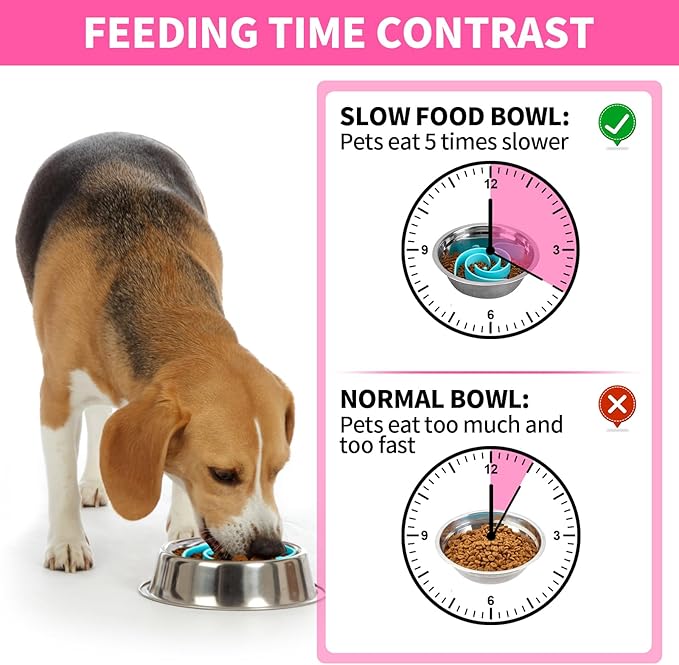 Slow Feeder Dog Bowls Insert, Bestalk Soft Silicone Slow Eating Feeder Insert with Suction Cups for Small, Medium and Large Dogs, Fit into Basic and Elevated Dog Bowls, Teal