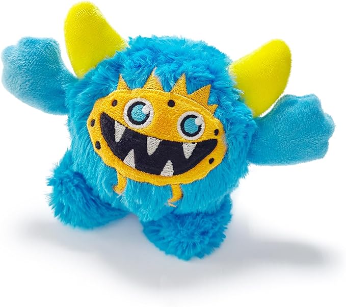Plush Squeaky Dog Ball, Little Monster Puppy Toys Suitable for All Breeds, Chew Guard, Floating Water and Durable Interactive, Round and Soft (Blue, Large)