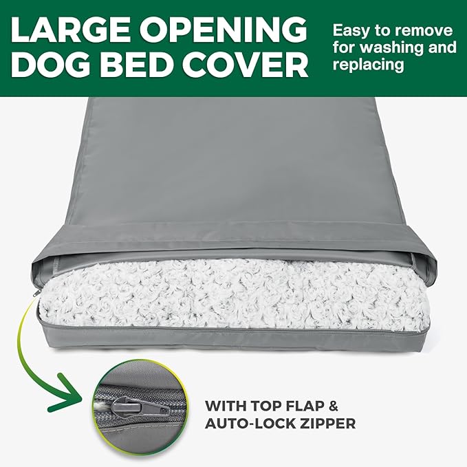 Waterproof Dog Bed Cover Replacement Washable, Easy to Clean, Pet Hair Resistant, Heavy Duty Oxford, Zipper Closure, Indoor/Outdoor Use, Fits 44 Inch Dog Crate - Extra Large XL - 44"x 32"x 3" - Grey