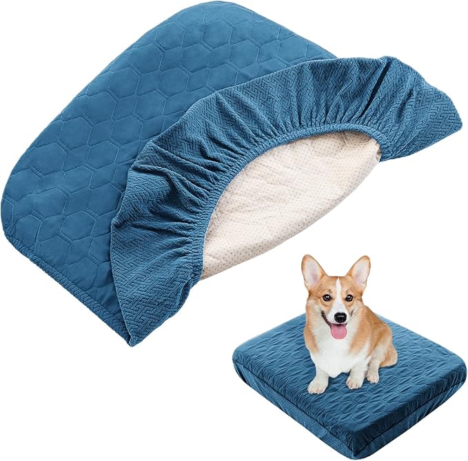 Nanbowang Waterproof Dog Bed Cover - Washable, Quilted Pet Pillow Replacement - Easy to Remove Hair - Lovely Puppy Bed for Dog/Cat 40x53x6