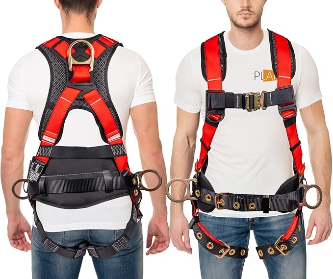 Palmer Safety Hammerhead 5pt Safety Harness Back Padded, QCB Chest, Tongue Buckel Legs Straps, Back & Side D-Rings