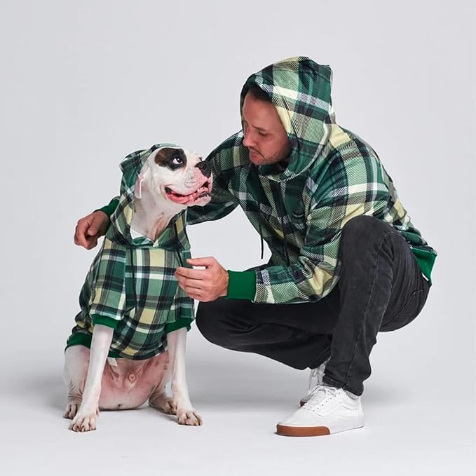 Spark Paws Human Hoodie - Premium Quality, Buttery Soft, Superior Comfort and Fit, Calming Fleece Interior, Suitable for All Styles – Green Plaid, S