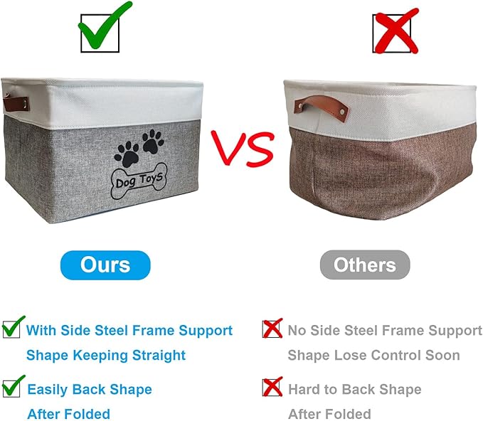 Large Dog Toy Basket Collapsible Dog Toy Box Shape Keeping Rectangle Dog Toy Bin for Pet Toys,Accessories