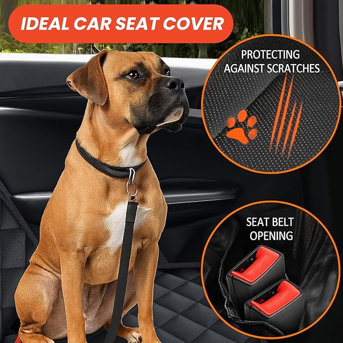 Dog Car Seat Cover Heavy Duty 4 Layer seat Cover hammok 600D, Non-Slip, ScratchProof, Waterproof, Universal Fit for Cars, Trucks & SUVs, Protects Against Spills, Dirt & Damage