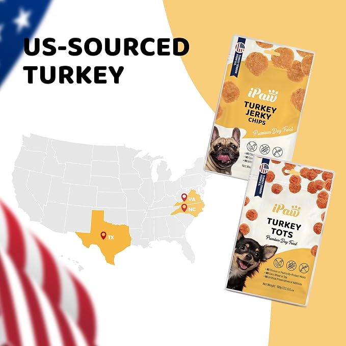 iPaw 2 Saver Combo Turkey Chips Dog Treats for Puppy Training, All Natural Human Grade Dog Treat, US Sourced Raw Material, Hypoallergenic, Easy to Digest (Turkey Chips), 2 Packs