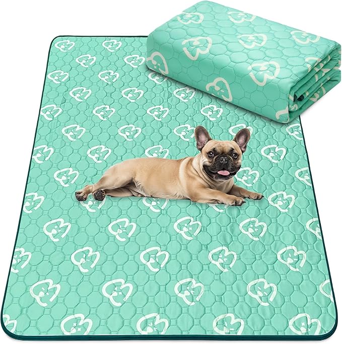 FXW Washable Pee Pads for Dogs, Puppy Pads with Super Absorbent, Specifically Designed for FXW Rollick/Homeplus 24inch 6 Panels Dog Playpen, 39" x 63" Rectangle, Green, 1 Pack