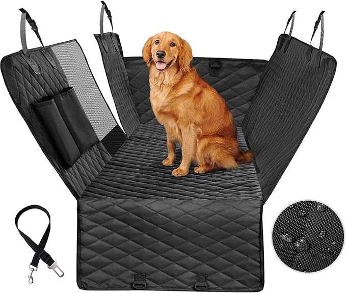 Vailge Dog Car Seat Cover for Back Seat, 100% Waterproof Back Seat Pet Cover for Dogs with Mesh Window, Scratch Prevent Antinslip Dog Hammock for Car