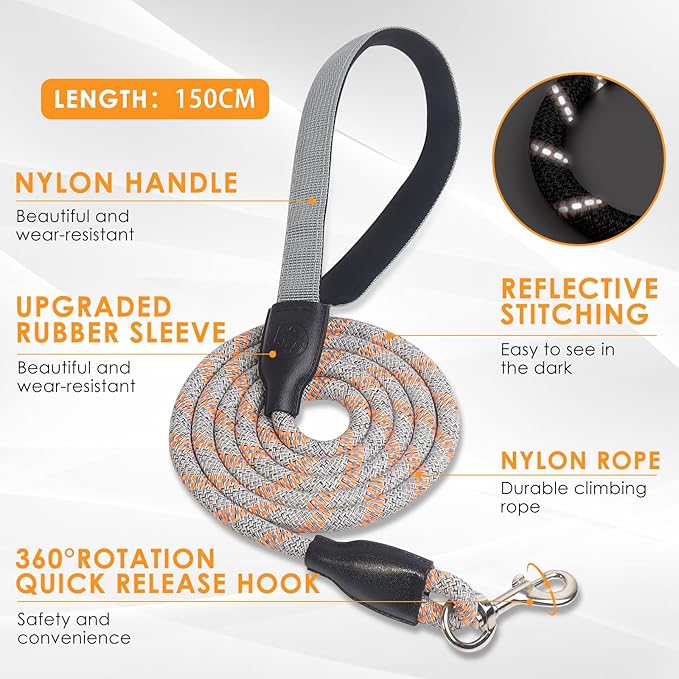 Dog Harness and Leash Set, No Pull Saddle Style Pet Harness, Breathable Mesh Adjustable Reflective Dog Vest for Dogs and Cat Medium Small Harness 2 D-Rings (Orange, M)