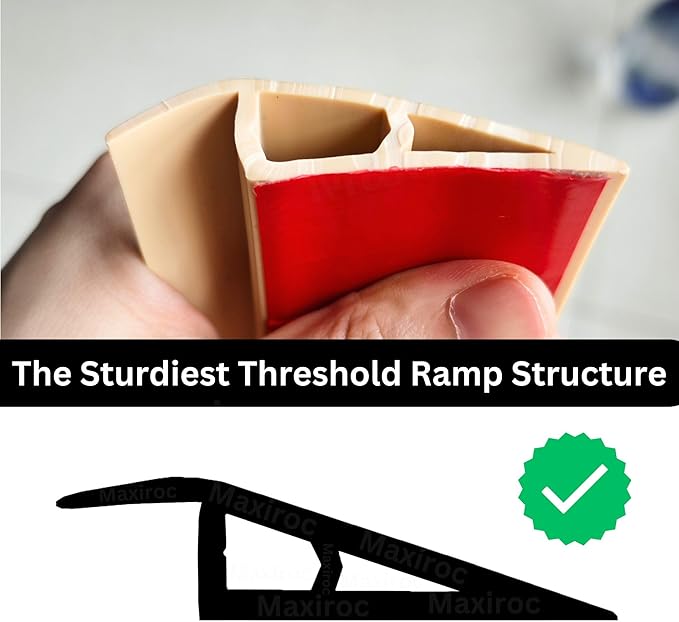 1/2" to 3/5" Height Threshold Ramp - Rubber Floor Transition Strip, Door Strip, Wheelchair Ramp, Carpet to Tile (Raw Timber Tone, 80 Inches)