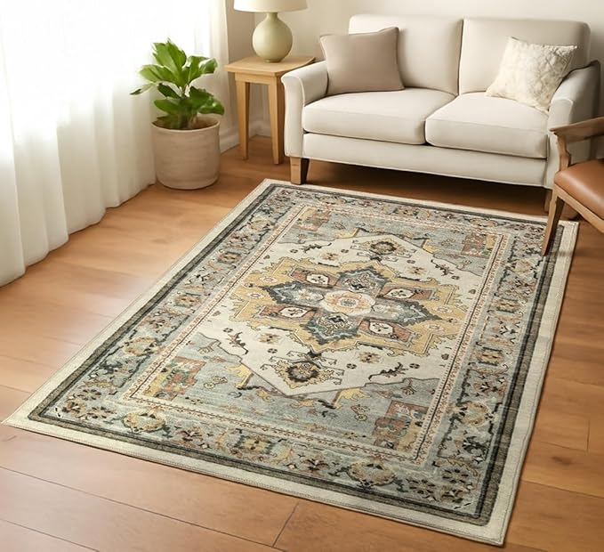 Muddy Mat짰 Floral Multicolor 3x5 Boho Area Rug ??Washable Area Rugs for Living Room, Bedroom & Dining Room ??Modern Soft Low Pile Non Slip Carpet ??Pet Friendly Waterproof Foldable Rugs for Home