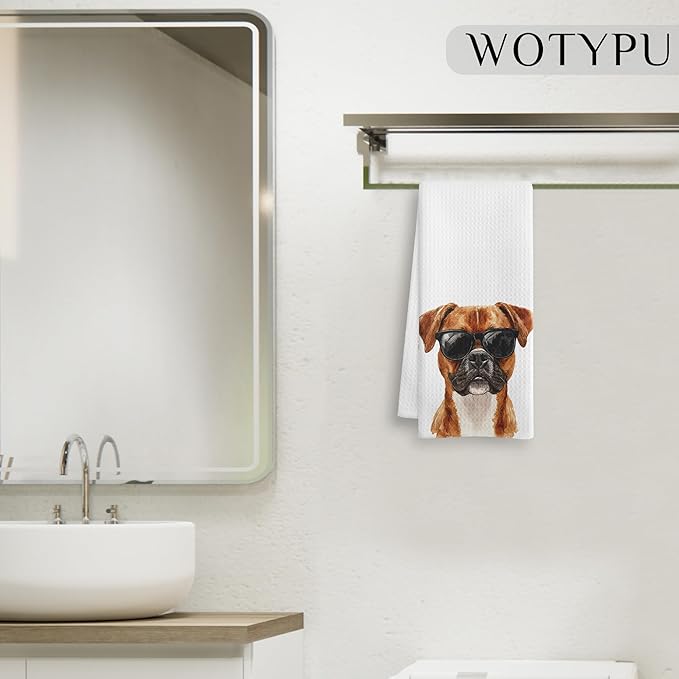 Funny Boxer Dog Gifrs Kitchen Towels, Boxer Dog Gifts for Women Men Dish Tea Towels, Dogs Lover Mom Dad Gifts Decorative Hand Towel for Bathroom, 16x24 Inch