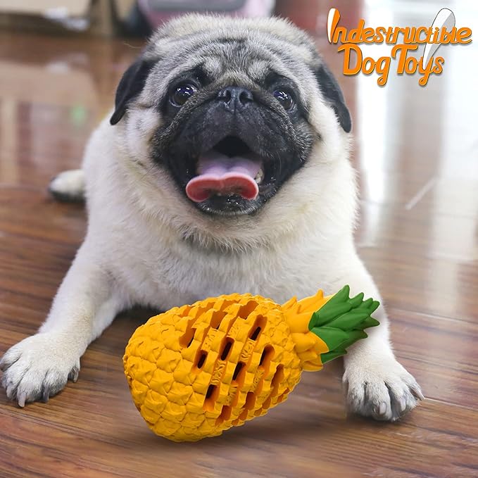 Dog Toy for Aggressive Chewers Large Breeds, Indestructible Pineapple Dog Toys, Tough Treat Dispensing Toys for Small Medium Large Dogs (Large)