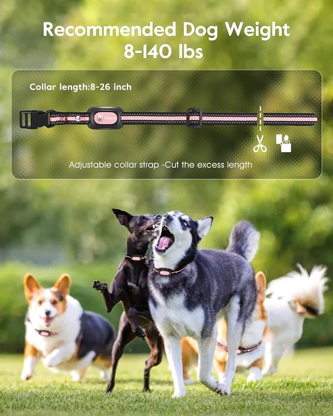 SLOPEHILL Dog Shock Collar,4200FT Dog Training Collar with Remote,IPX8 Waterproof E-Collar with Beep,Vibration,Shock,Flash Light,No Shock Mode,Electric Shock Collar for Small Medium Large Dog,Pink