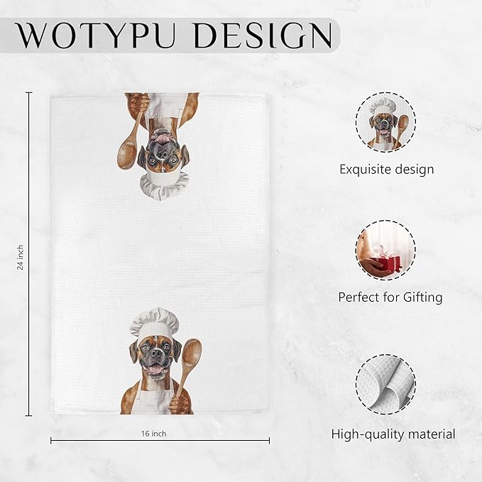 Boxer Gifts Kitchen Towels, Boxer Dog Gifts for Women Men Dish Tea Towel, Dogs Lover Gifts Decorative Hand Towels for Kitchen Bakery Decor, 16x24 Inch