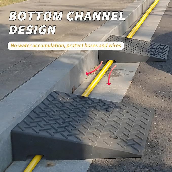 2Pack Rubber Curb Ramp 7.5" Rise Height, Heavy-Duty Threshold Ramps, Driveway Curb Ramps Portable Shed Ramps 7000 Lbs Load Capacity for Cars Vehicle Motorcycle Wheelchairs Bikes