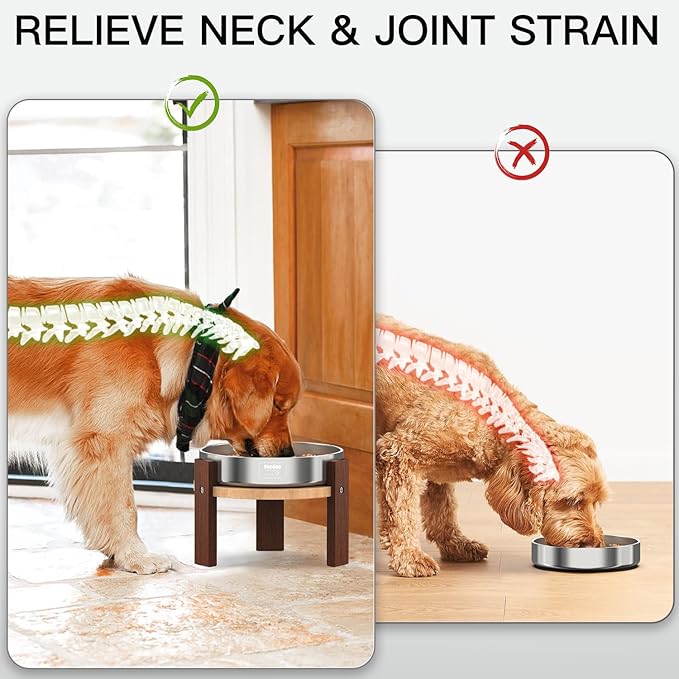 Elevated Dog Bowl Stand, 6'' Height Raised Stand for Medium&Small Dogs, Durable Solid Hardwood Stand for 7.8Inch Bowls [No Dog Bowl Included]