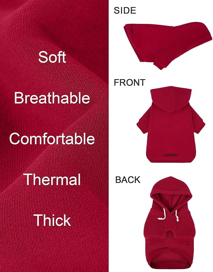 XPUDAC Matching Hoodie for Dogs and Humans Fleece Sweatshirt Soft Warm Pet Hoodie Sweater for Large Small Medium Dog and Owner Matching Clothes Cold Weather, Red, 3X-Large
