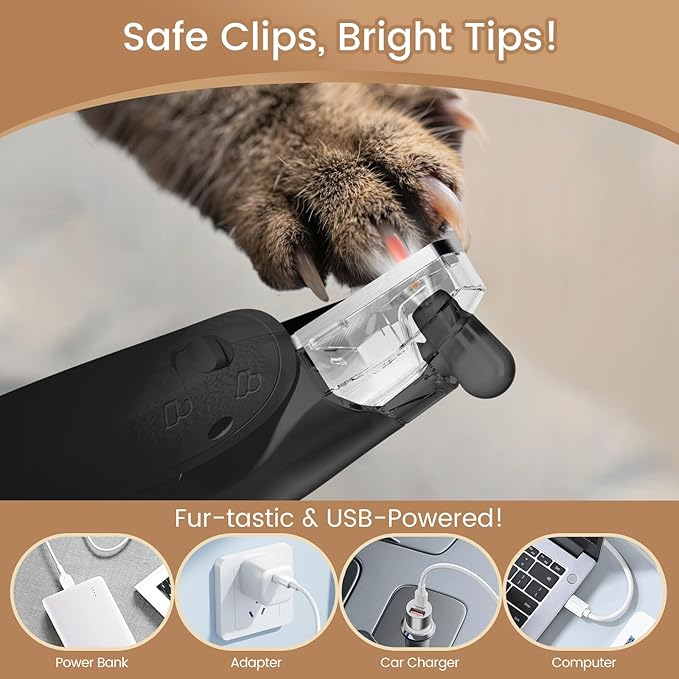 2 in 1 Dog Nail Clippers & Trimmers with LED Lights, Splash Guard - Pet Hair Trimmer for Around Paws, Ear, Eye,Face, Rump Rechargeable & IPX7 Waterproof Grooming Supplies for Cats, Dogs