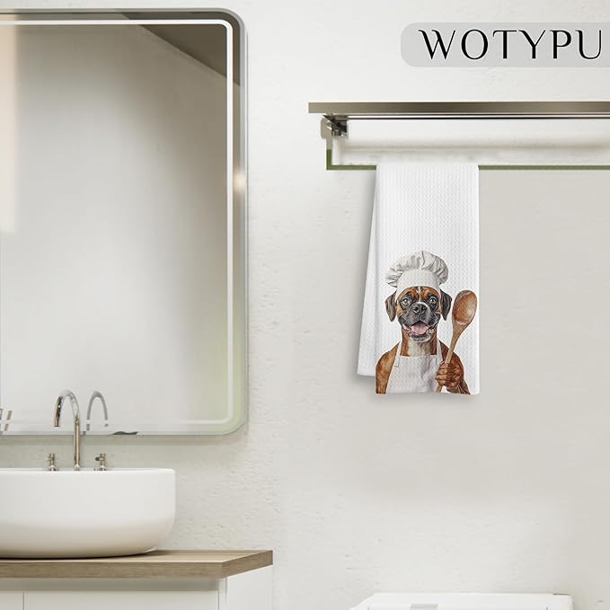 Boxer Gifts Kitchen Towels, Boxer Dog Gifts for Women Men Dish Tea Towel, Dogs Lover Gifts Decorative Hand Towels for Kitchen Bakery Decor, 16x24 Inch