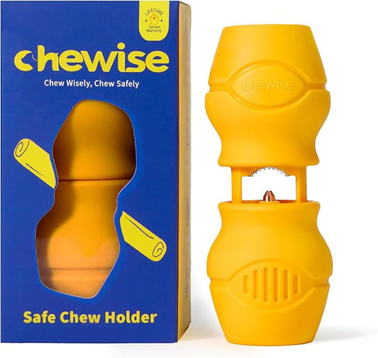 Chewise Bully Stick Holder, Improved Bully Sticks Holder, Ultimate Secure Heavy Duty, BPA-Free Safety Device to Prevent Choking, Fits Various Bully Sticks and Dog Sizes