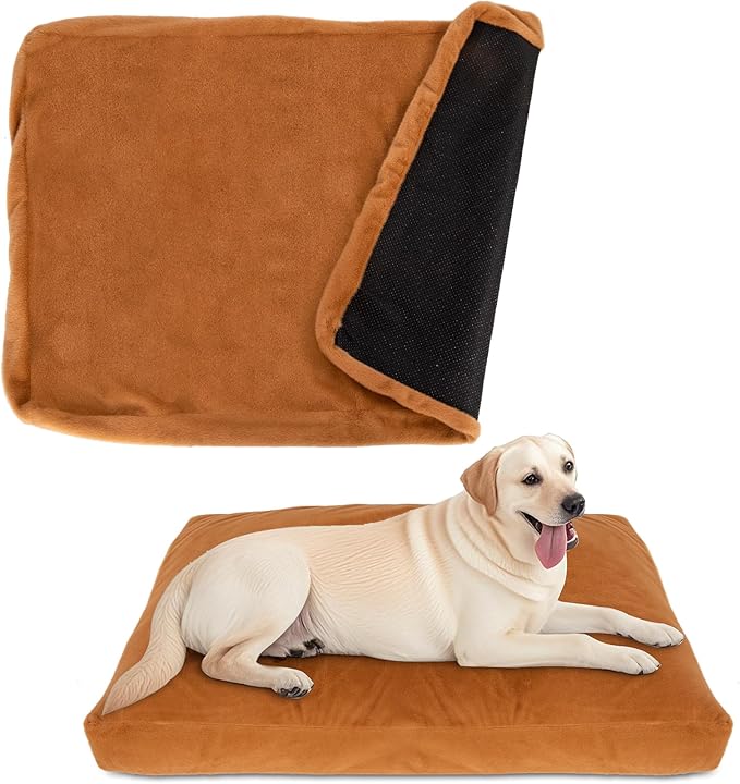 Faux Fur Dog Bed Covers – Ultra Soft Rose Velvet, Removable & Washable, Cozy & Durable,Large Pet Bed Cover Only (No Filling) – Gray, (Fleece Coffee Brown, 36" L x 24" W x 4" Th)