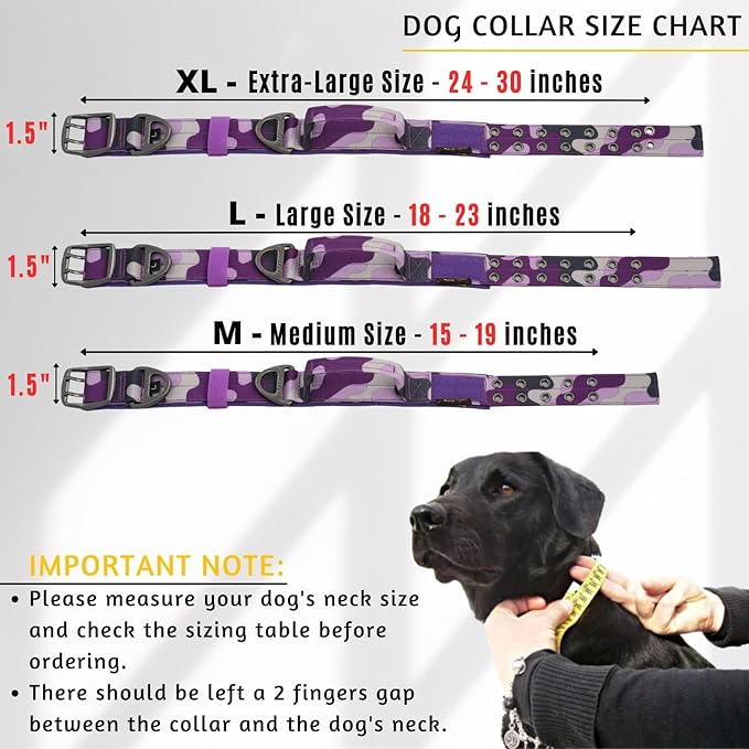 ADITYNA Heavy Duty Dog Collar for Large Dogs - Camo Purple Collar with Handle for Training, and Walking - Wide, Thick, Tactical, Soft Neoprene Padded