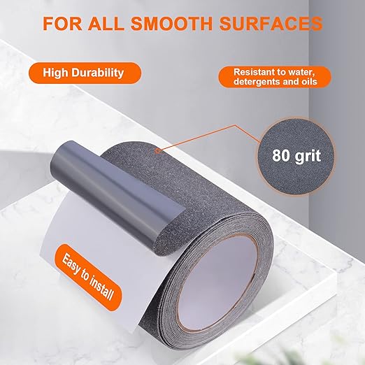Qingluan Anti Slip Tape, 2 inch x 32.8 feet, Heavy Duty Grip Tape Non Slip Tape Waterproof for Stair, Treads, Steps, Anti Skid Tape for Outdoor & Indoor, Grey