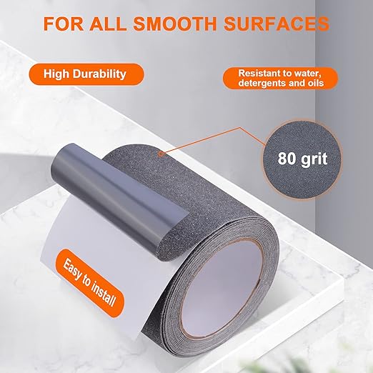 Qingluan Non Slip Tape, 4 inch x 60 feet, Non Slip Stair Tape for Steps Outdoor Waterproof, Non Skid Tape for Concrete Floors, Grey