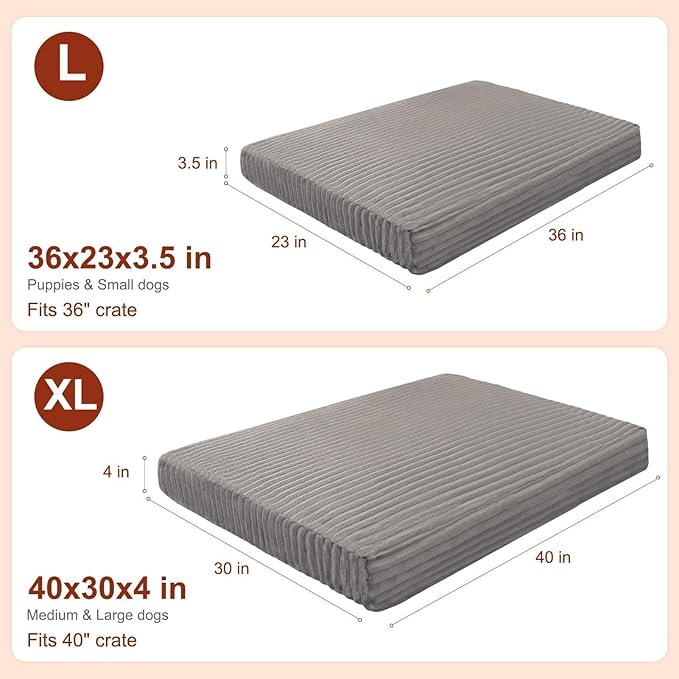 BEAUTYZOO Waterproof Dog Bed Cover Replacement Washable, Soft Plush Dog Bed Covers Removable with Zipper, Antislip Noiseless Ped Hair Pee Resistant Bedding Liner for Puppy Cat, 36x23inch, Grey L