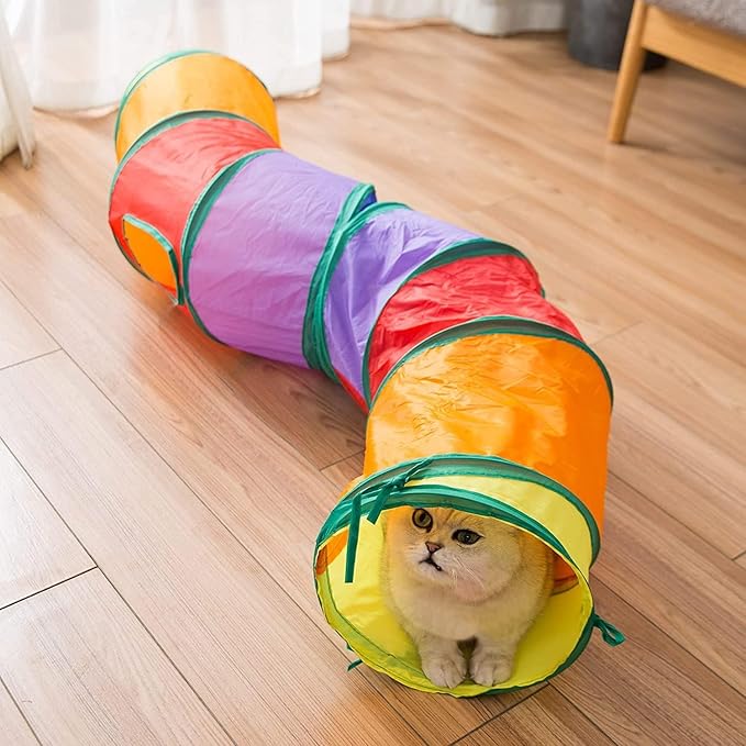 Cat Tunnels for Indoor Cats, Interactive Peek-a-Boo Cat Chute Cat Tube Toy, Camouflage S-Tunnel