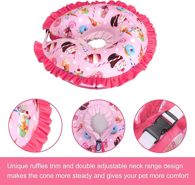 CuteBone Inflatable Cat Cone Collar to Stop Licking After Surgery-Double Adjustable Neck Range P23SO00102S