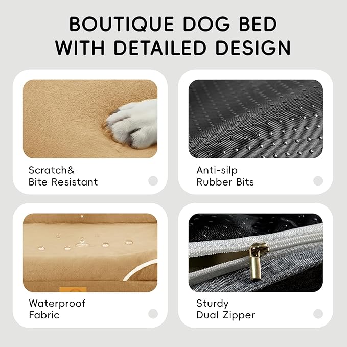 Homemate Dog Bed for Extra Large Dog: 48x35 inch Orthopedic Large Dogs Bed XXL Outdoor Pet Cat Bed Sofa Supplies with Toy Dogs Crate Pad Couch with Removable Washable Cover & Non-Slip Botton Brown