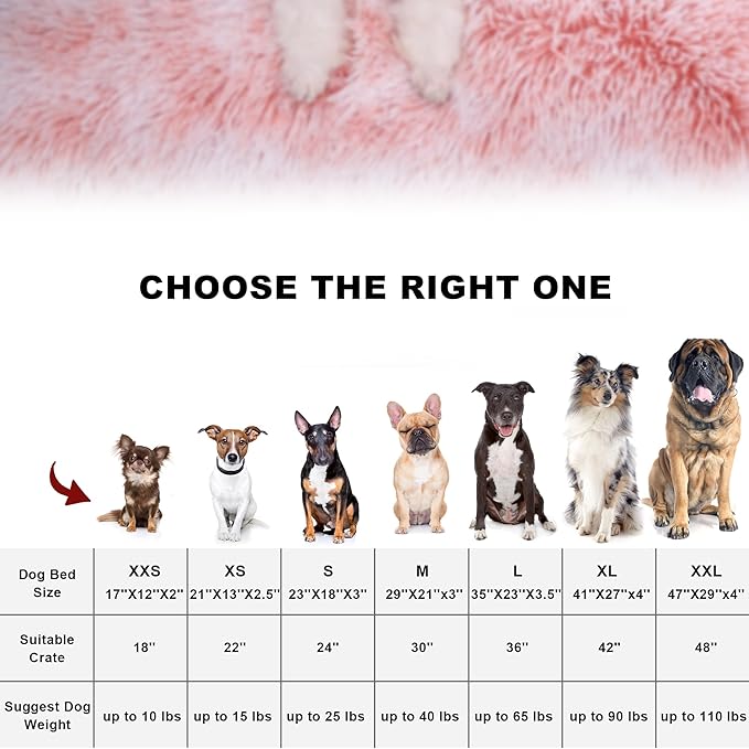 Bedfolks Waterproof Crate Bed for Dogs, Plush Kennel Pad with Removable Washable Cover, Faux Fur, Large (35"x23"), Pink