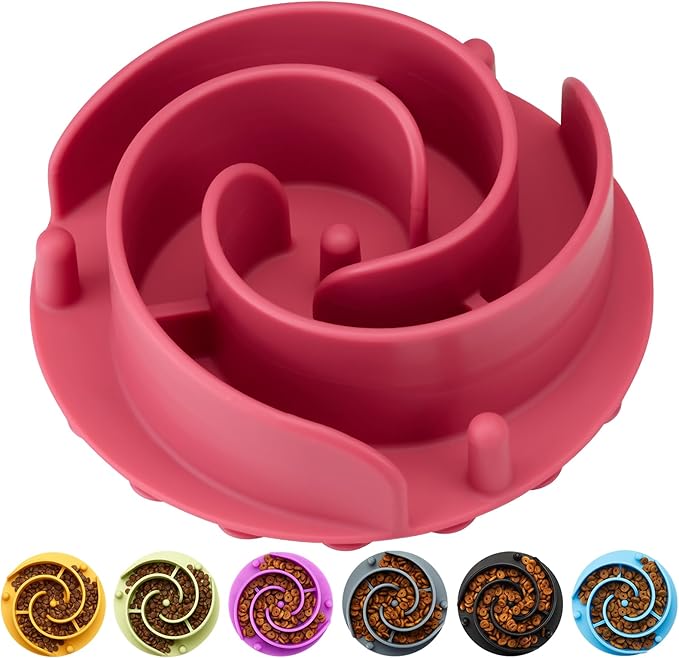 Slow Feeder Dog Bowls Insert, Animire Soft Silicone Slow Eating Dog Food Bowl for Small, Medium and Large Dogs, Compatible with Regular and Elevated Bowls