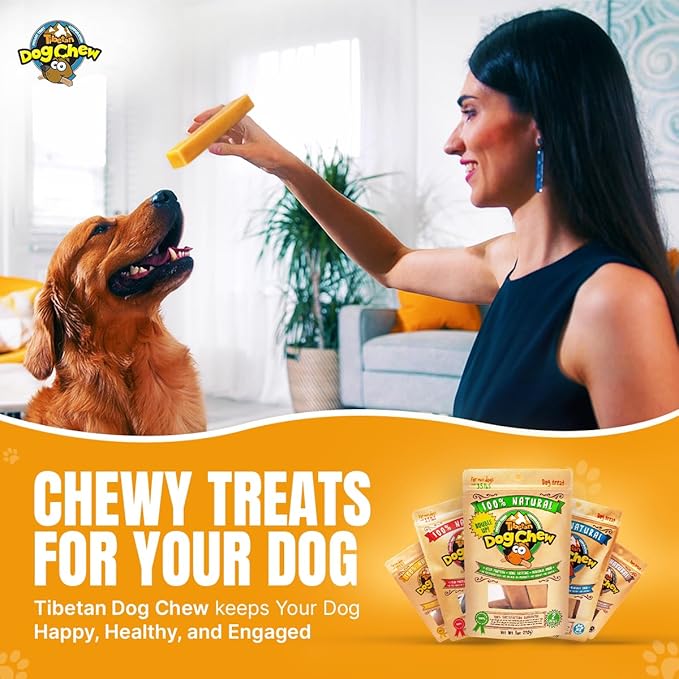 Tibetan Dog Chew 2 lb Yak Cheese Dog Chews, Handmade Treats for Large Dogs, Long-Lasting, Easy to Digest, Grain-Free, Gluten-Free, Supports Dental Health, Ideal for Aggressive Chewers, Bulk