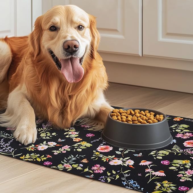 Dog Food Mat for Floors Waterproof Quick Dry Pet Placemat Cat Feeding Bowls Mats for Food and Water, Eco-Friendly Dog Accessories Diatomite Pets Supplies 12" X 20"