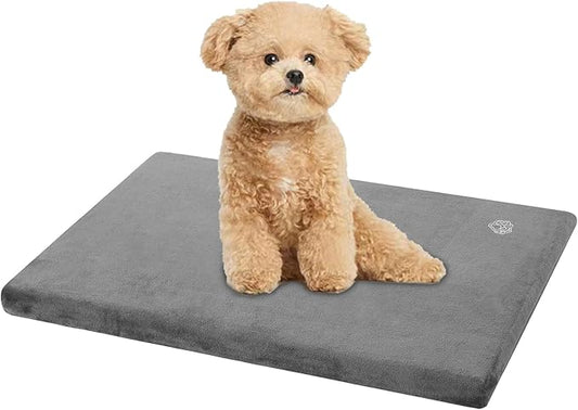 EMPSIGN Stylish Dog Bed Mat Dog Crate Pad Mattress Reversible (Cool & Warm), Water Proof Linings, Removable Machine Washable Cover, Firm Support Pet Crate Bed for Small to XX-Large Dogs, Grey