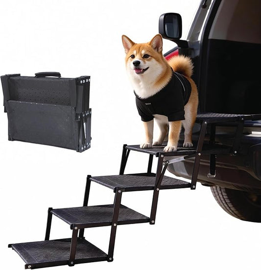 Dog Stairs 5 Steps Foldable Dog Ramp with Non-Slip Surface, Portable Dog Steps for Cars,SUV and Truck, Supports up to 250 lbs