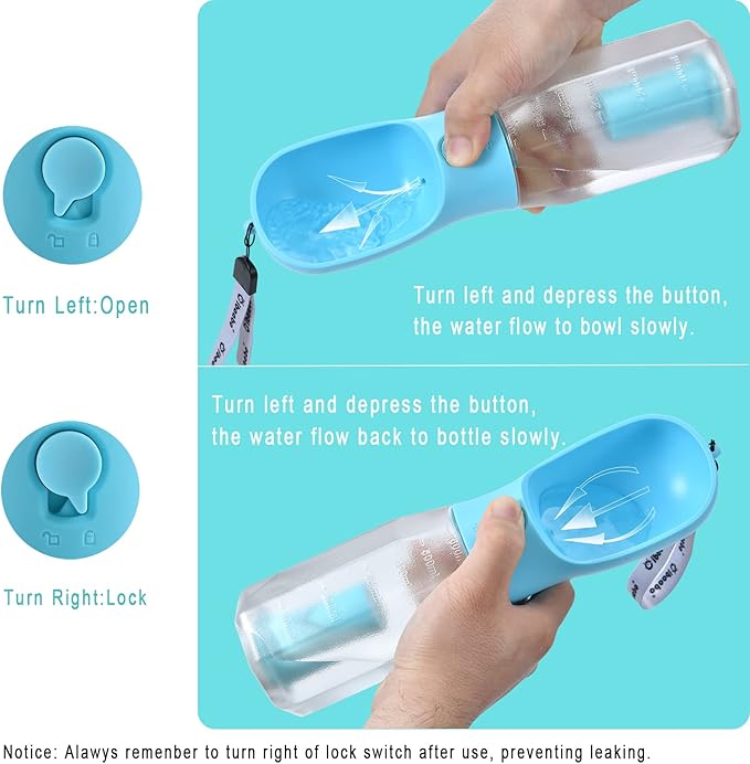 Dog Water Bottle with Food Container & Poop Bag Holder, Travel Water Bowl, Portable Pet Dispenser, Dog Gifts Stuff Accessories Items, Puppy Essentials for Yorkie Chihuahua Walking Hiking