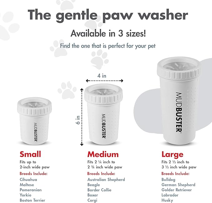 Dexas MudBuster Portable Dog Paw Cleaner, Medium, Bright White Special Edition, Premium Pet Supplies and Accessories