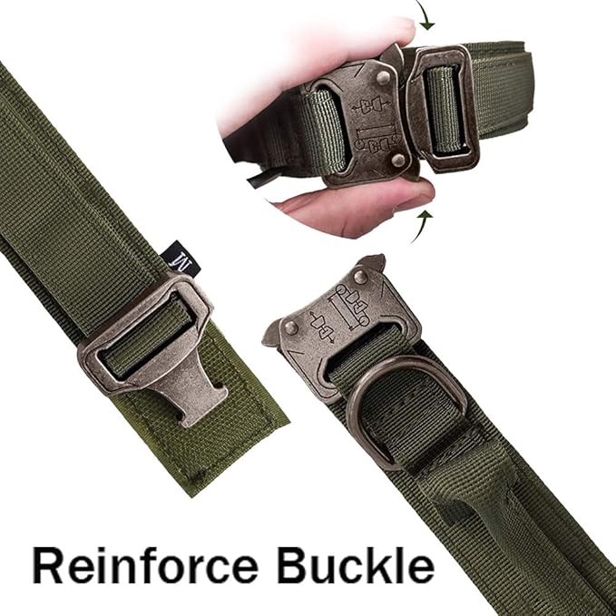 Xqpetlihai Tactical Dog Collar Adjustable Military Nylon Dog Collar with Control Handle and Heavy Duty Metal Buckle for Medium and Large Dogs (Green,XXL)