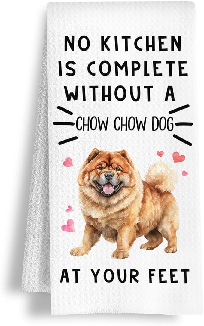 Funny Chow Chow Dog Hand Towels for Kitchen Home Bathroom Decor, A Kitchen is Not Complete Without A Chow Chow Dish Towel, Dog Lovers Gift, 16×24 Inch