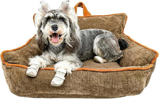 Orthopedic Dog Bed with Memory Foam, Washable Plush Pet Bed for Small, Medium & Large Dogs, Cozy Bolster Crate Dog Bed for Joint Support & Comfort.(Brown)