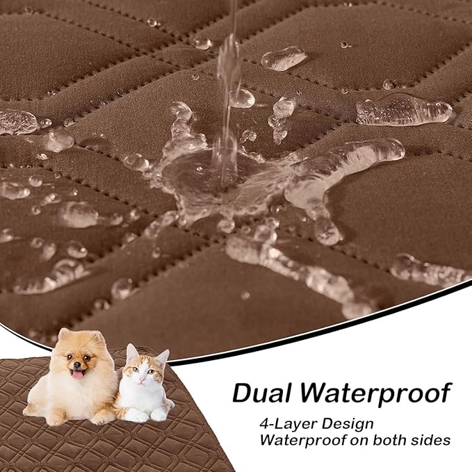 hyha Waterproof Dog Bed Blanket, Soft Pet Blankets, Waterproof Couch Cover for Dogs, Reversible Sofa Covers Washable for Furniture (30x70 Inch, Brown/Beige)