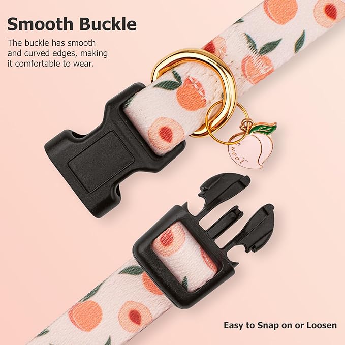 Handmade Dog Collar for Small Medium Large Dogs,White Peach with Pendant Fall and Winter Fashions Dog Collar (Medium)