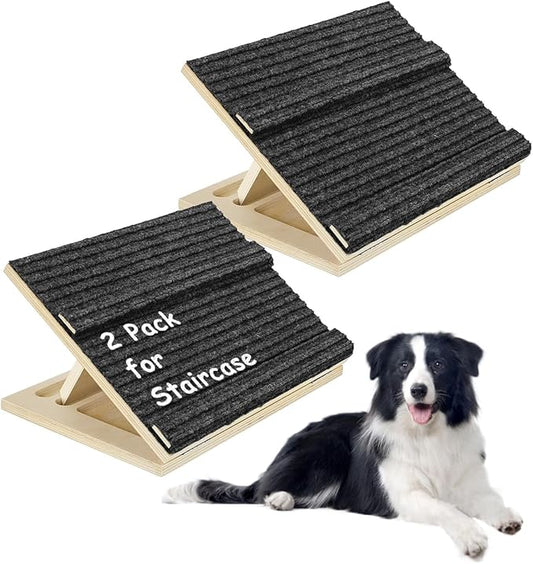 Foldable Wooden Dog Ramp for Stairs, Upgraded Non-Slip Dog ramps, 2 Packs for Small or Medium Dogs and Cats， Step and Stair for Injured and Elderly Pets（No Installation Required）