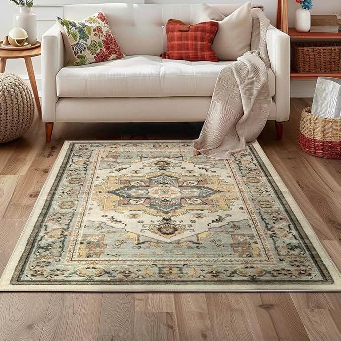 Muddy Mat짰 Floral Multicolor 3x7 Boho Area Rug ??Washable Area Rugs for Living Room, Bedroom & Dining Room ??Modern Soft Low Pile Non Slip Carpet ??Pet Friendly Waterproof Foldable Rugs for Home