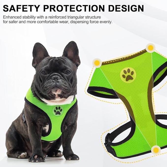 BINGPET No Pull Dog Harness, Soft Mesh Breathable All Weather Vest, Safety Protection Design, Durable Adjustable Step-in Easy Walk Dog Harness for Extra Large Dogs (Green, XL)