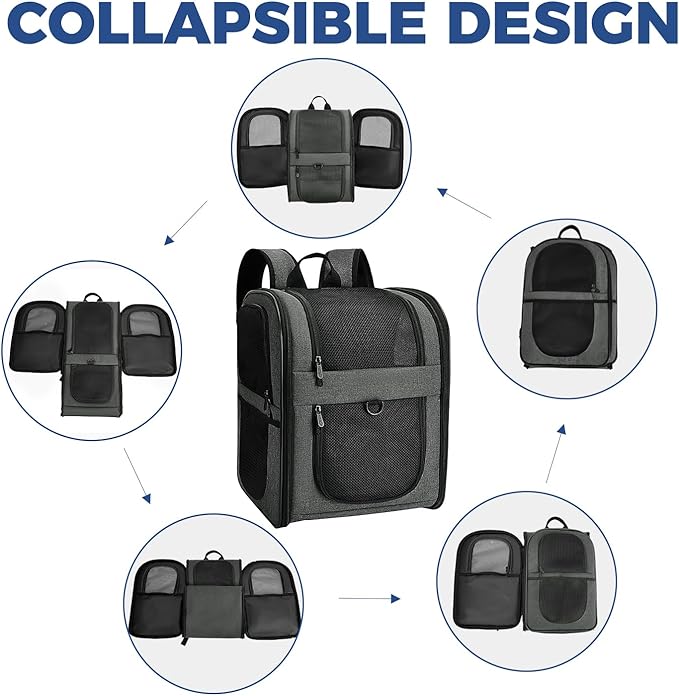 Apollo Walker Pet Carrier Backpack for 4-18lb Cats and Dogs, Puppies, Safety Features and Cushion Back Support | for Travel, Hiking, Outdoor Use (Gray)