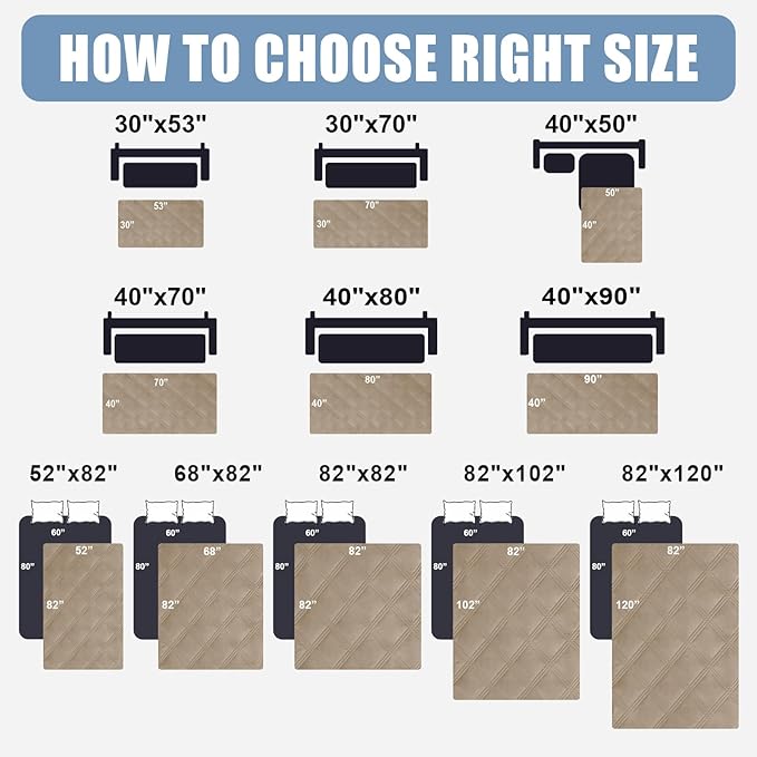 Smiry Waterproof Dog Bed Cover Blanket 68x82, Soft Reversible Pet Blanket, Washable Leakproof Cats Dogs Couch Cover for Sofa, Couch, Furniture, Lattice, Taupe/Taupe